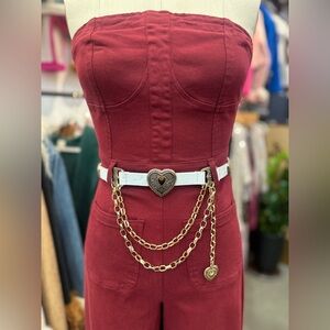 New! Gold and White Heart Chain Belt